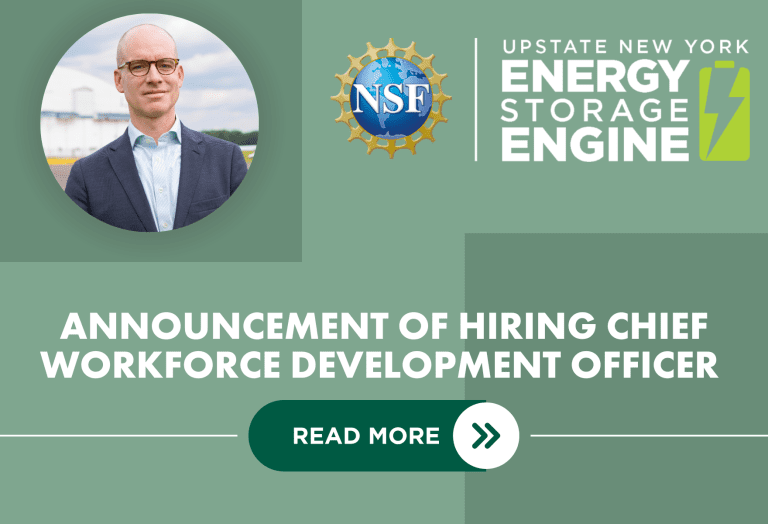 Upstate New York Energy Storage Engine Announces Hiring of Chief Workforce Development Officer